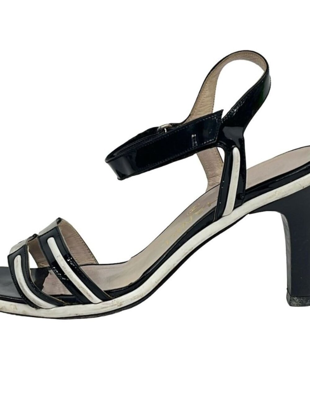 Chanel Sandals 36 Black White Leather